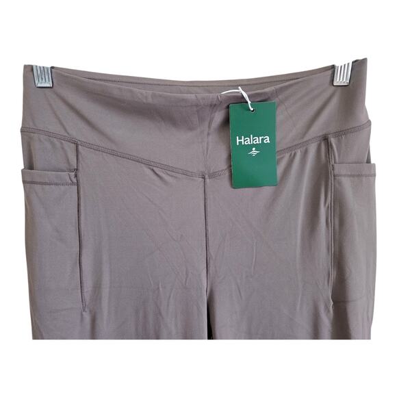HALARA Women's L Flex Leggings Pants Taupe Beige Slight Flare High Waist NEW NWT - Picture 2 of 6